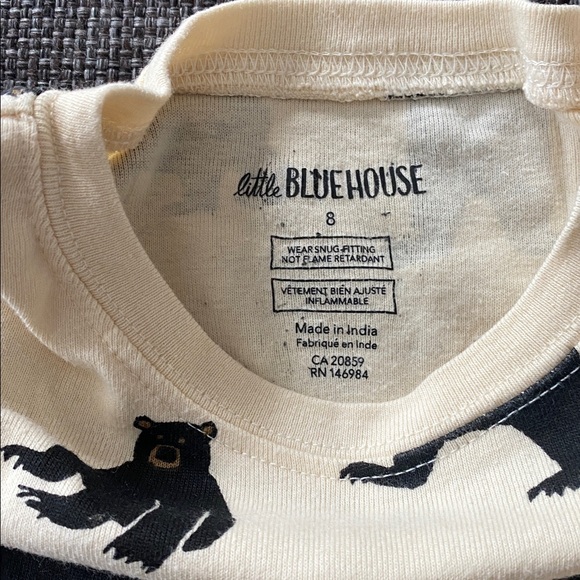 🐻 EUC Unisex Kids Black Bear Pajama Set, Boys 8 - Picture 2 of 5